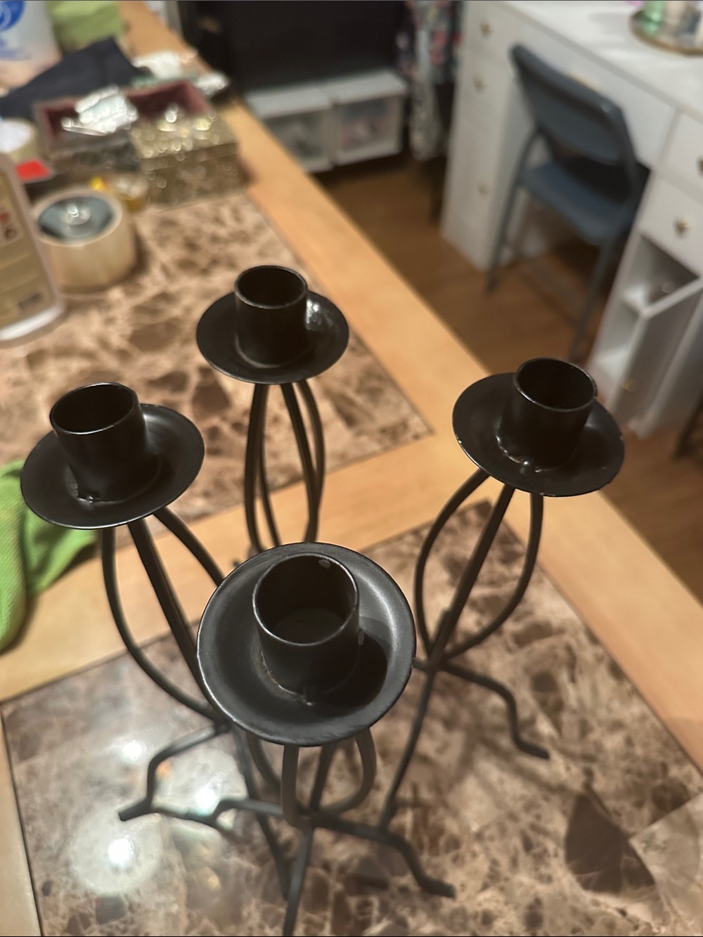 Black 4-Arm Metal Candle Holder